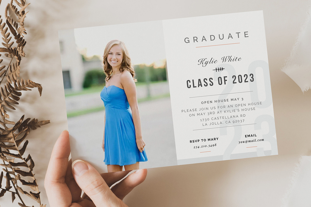 Senior Graduation Announcement Card, a Card Template by By Stephanie Design (Photo 1 of 6)