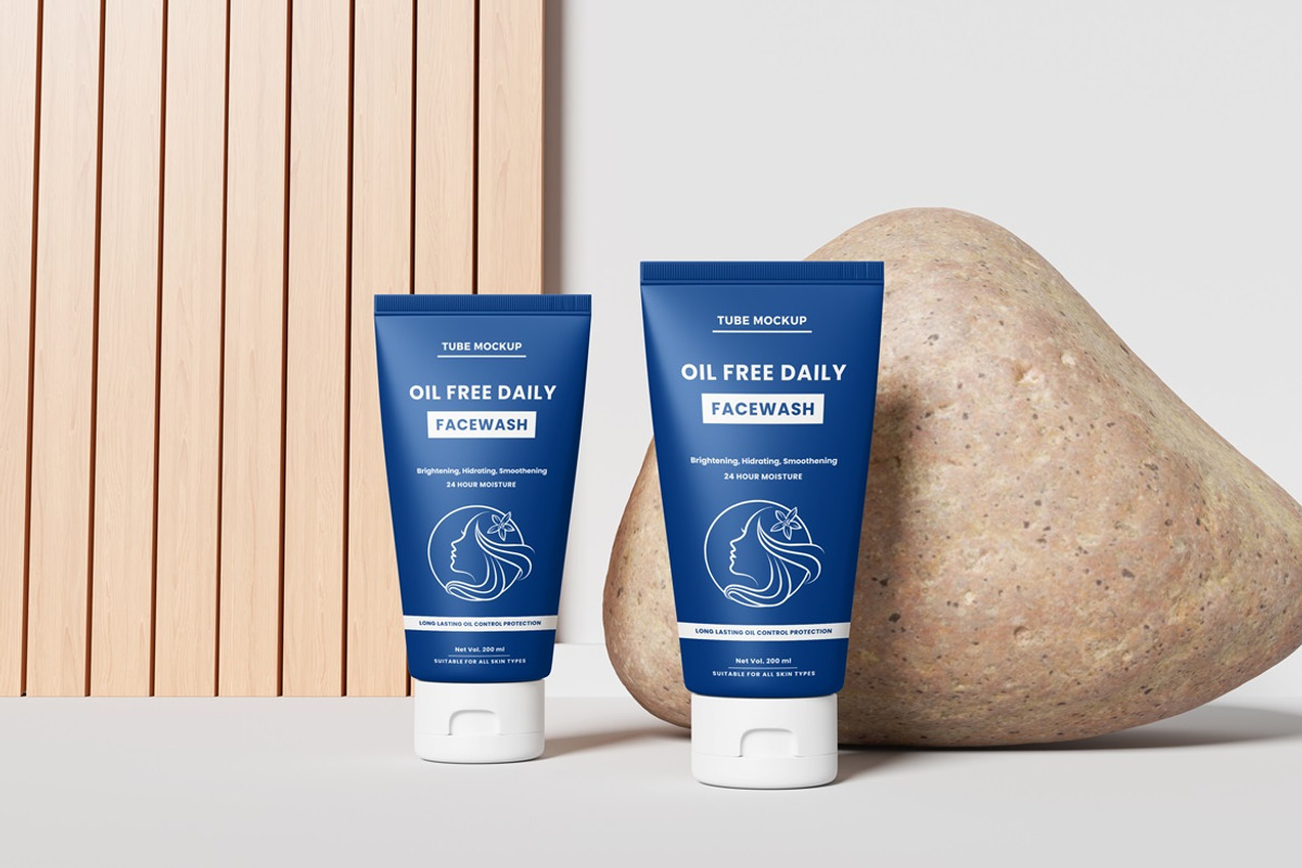 Face Wash Tube Mockup, a Packaging Mockup by GraphicWindow (Photo 3 of 5)