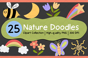 Nature Doodles Clipart Set