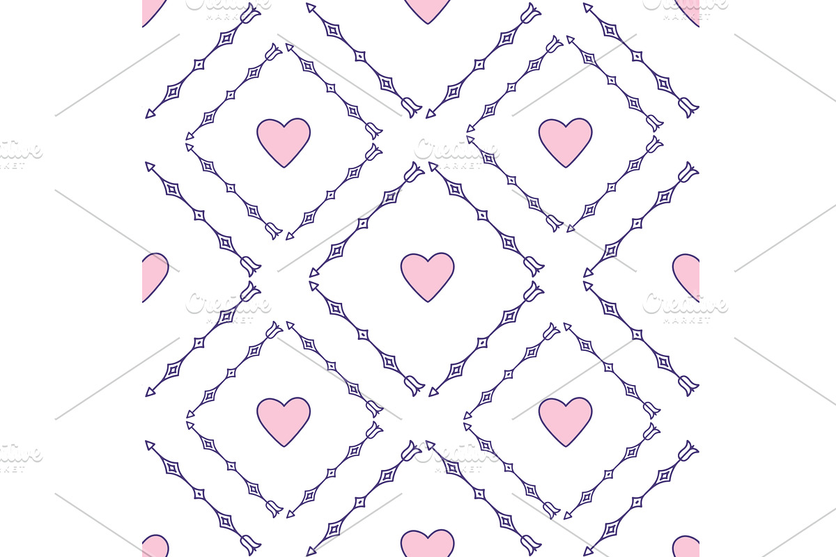 Doodle arrow love seamless pattern, an Illustration by Valerie Bodnar