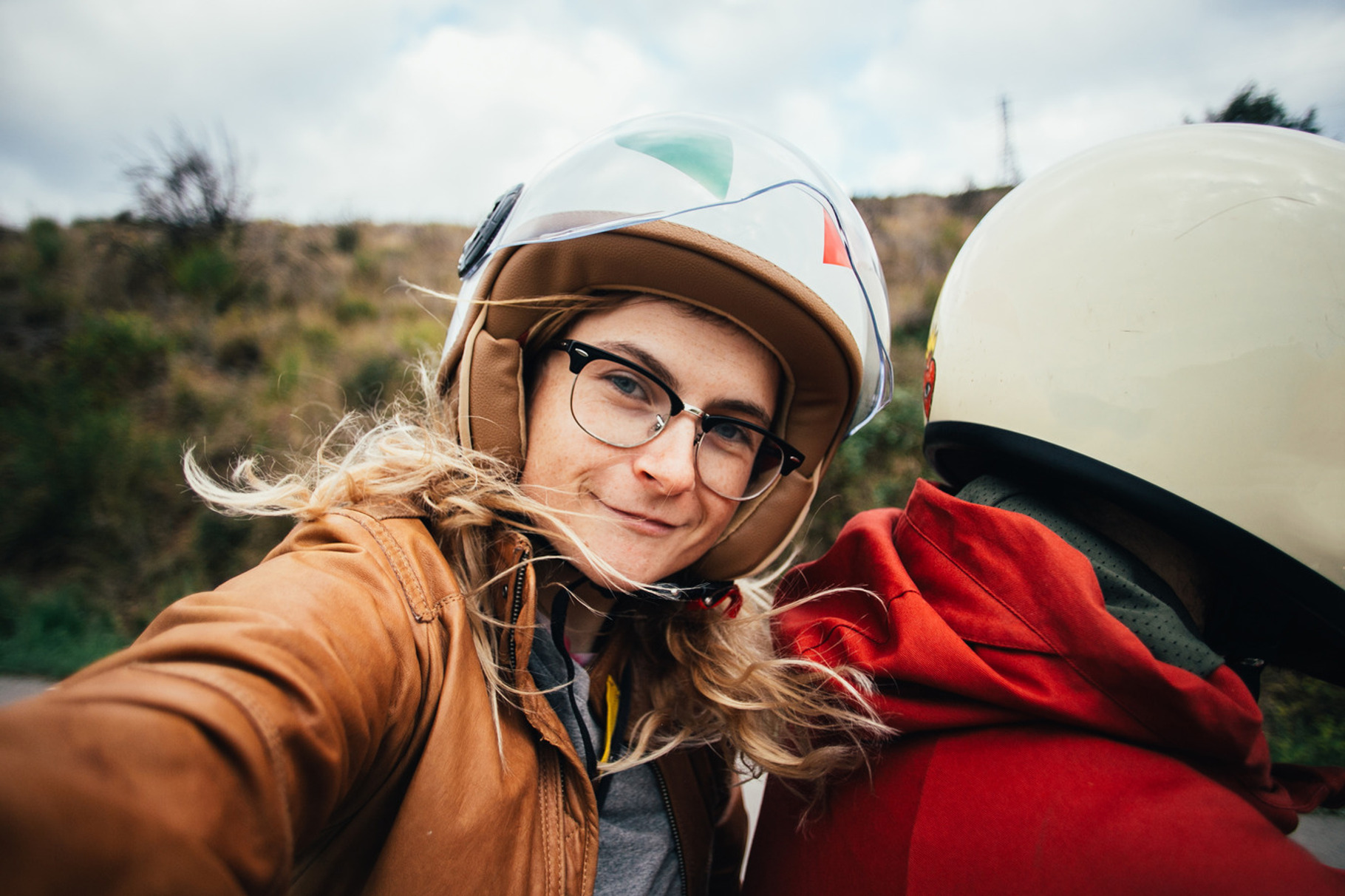 Motorcycle passenger selfie, a Transportation Photo by DeRepente