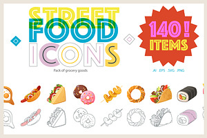 Street Food Icons, a Food Illustration by Moonery's