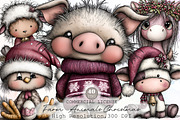 Farm Animals Christmas Clipart, an Animal Illustration by Sublimation Artist (Thumbnail 1 of 6)