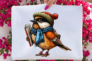 Cozy Reading Birds Clipart Bundle., an Animal Illustration by SVGArt (Thumbnail 2 of 3)
