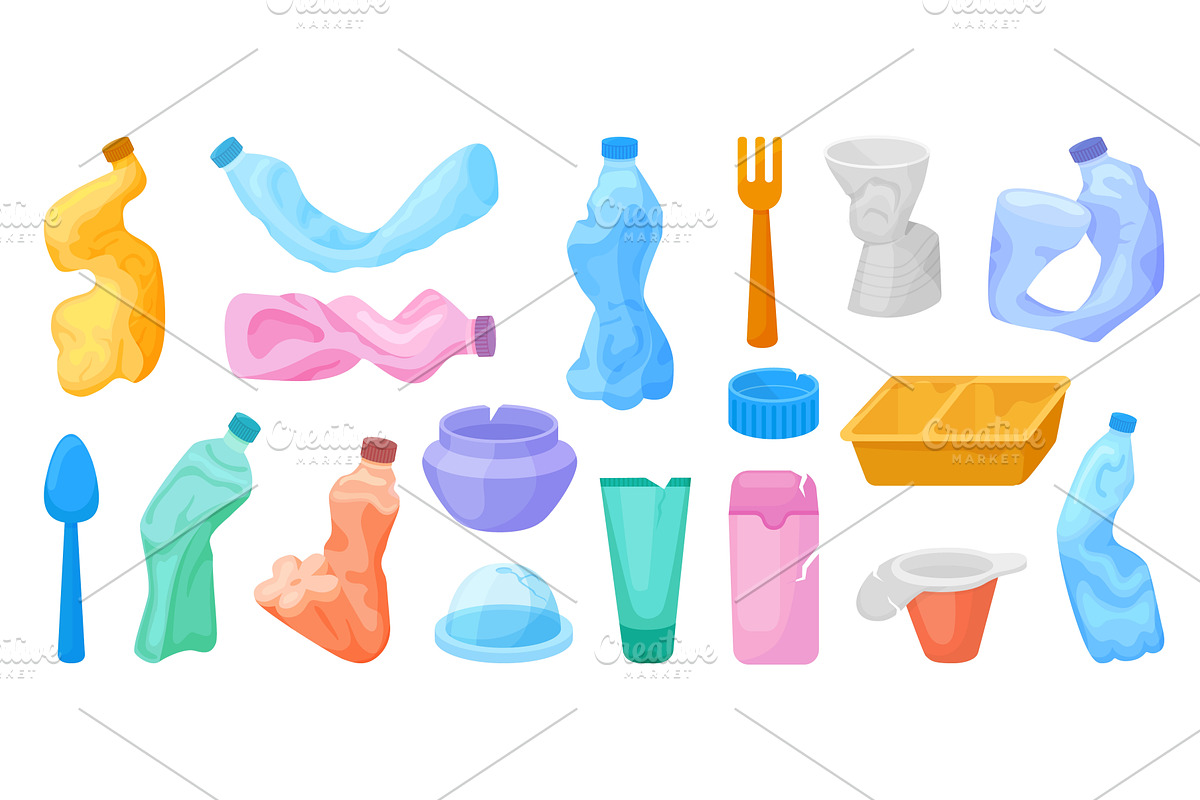 Cartoon plastic waste. Different, an Illustration by Valerie Bodnar