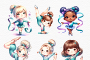 Watercolor pastel gymnastics clipart, a Sport Illustration by Invite to Clipart (Thumbnail 5 of 7)