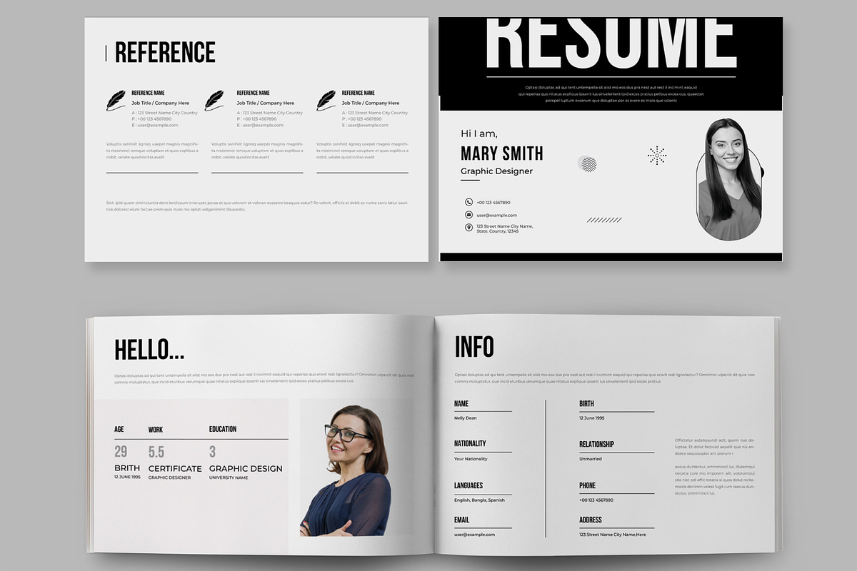 Resume Booklet Landscape Template preview 2