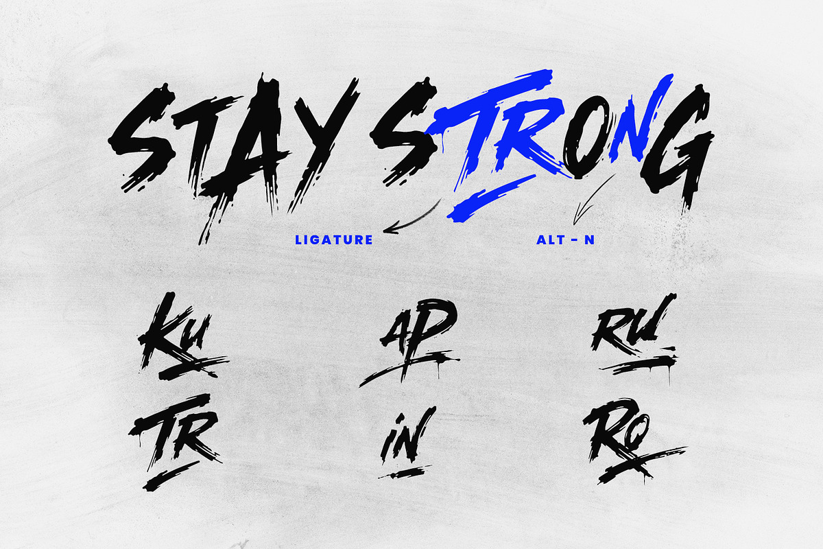 Kuru Trapin Energetic Brush Font, a Handwritten Font by Maulana Creative (Photo 6 of 7)