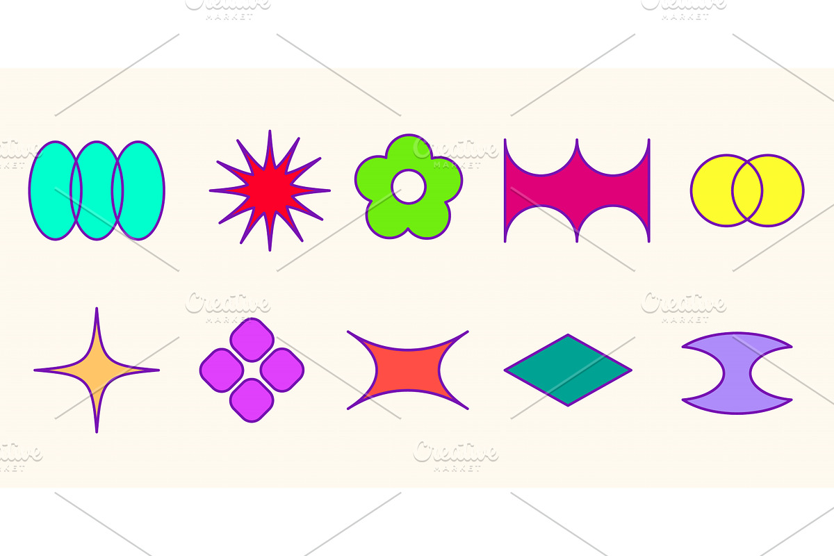 Retro colorful shape set in y2k, an Object Illustration by art PVP - market