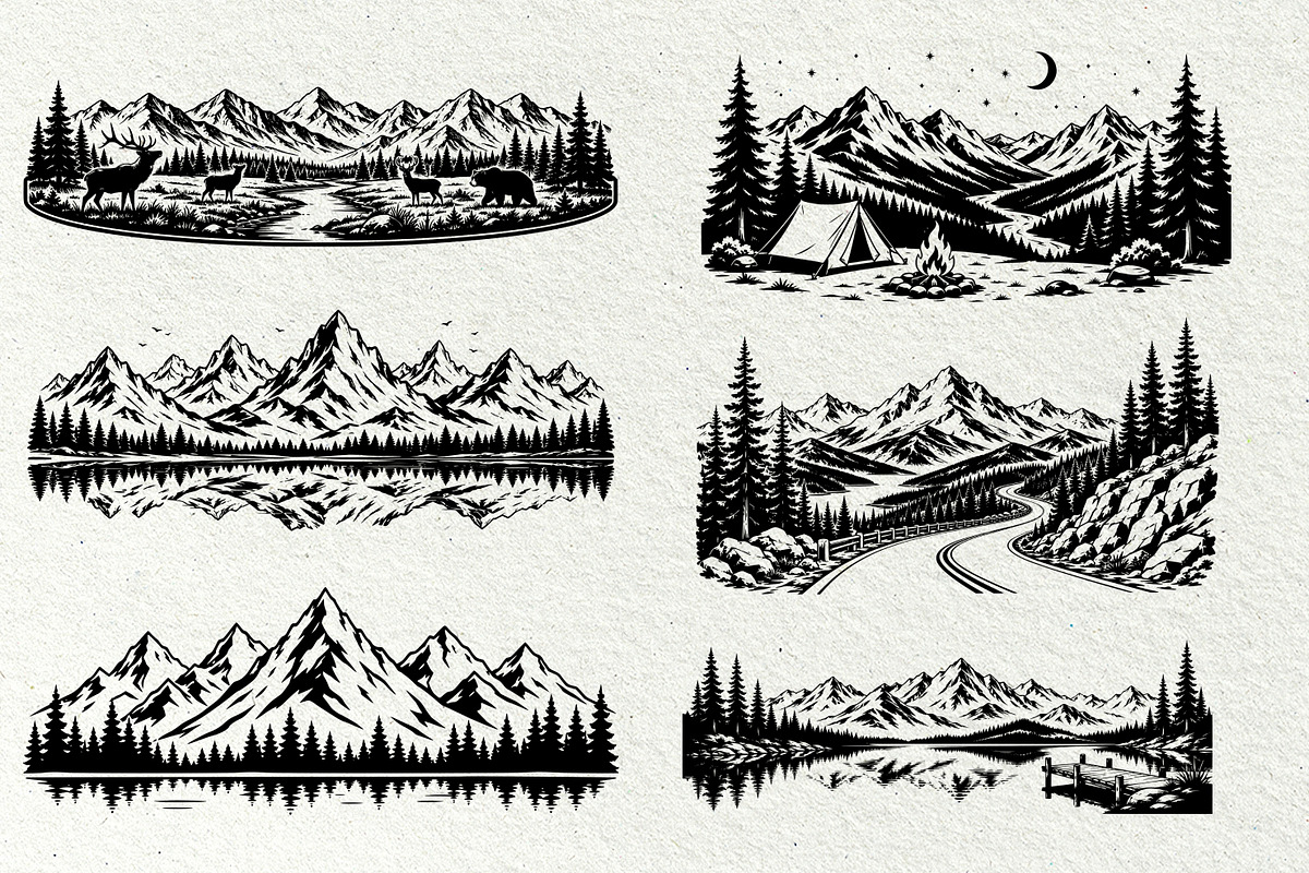 Mountain Scenes SVG Graphics, a Decorative Illustration by DENIDigitalArtSudio (Photo 6 of 8)