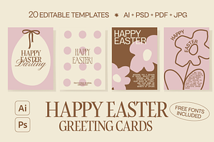 Happy Easter Card Templates Ai, PSD, a Card Template by Orca Design