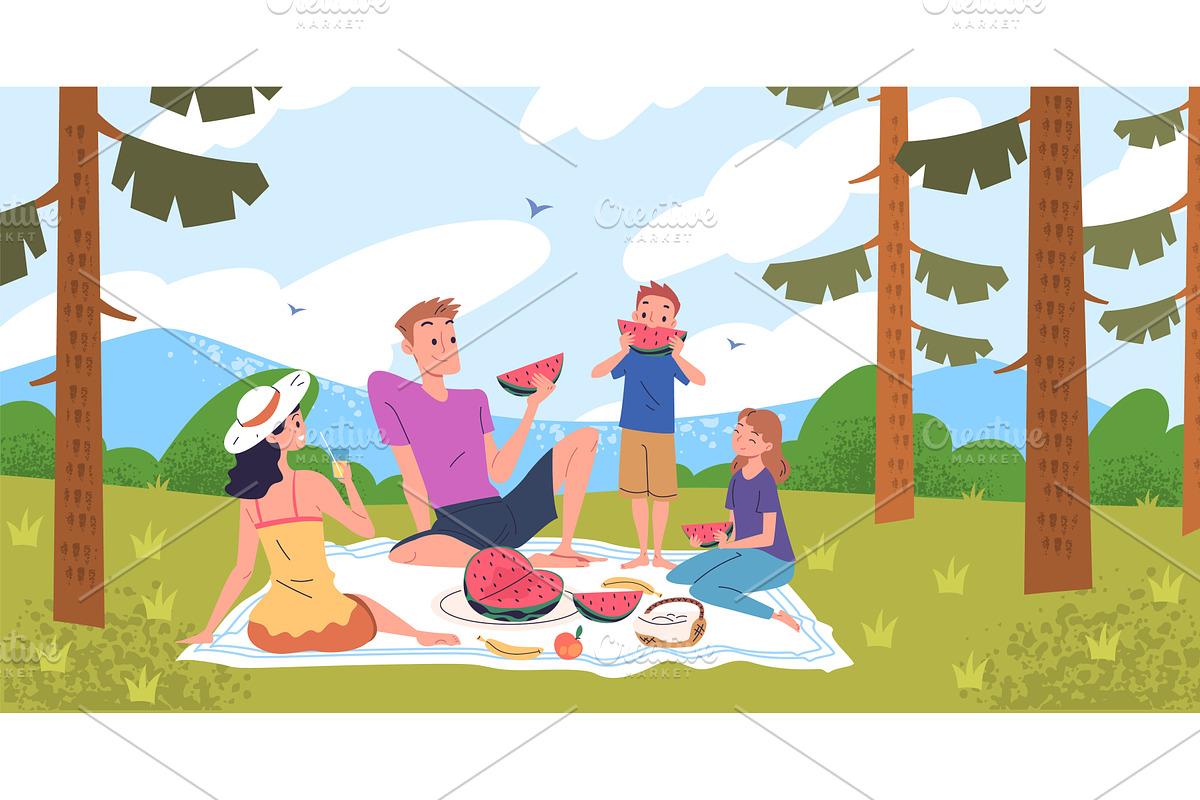 Family picnic in nature. Parents, a Person Illustration by Stock-Smart-Start