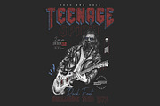 Rock and roll guitarist poster, an Illustration by Goularte Design (Thumbnail 1 of 3)