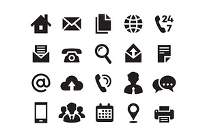 Contact icons. Mail, cell signs, a Background Graphic by LadadikArt