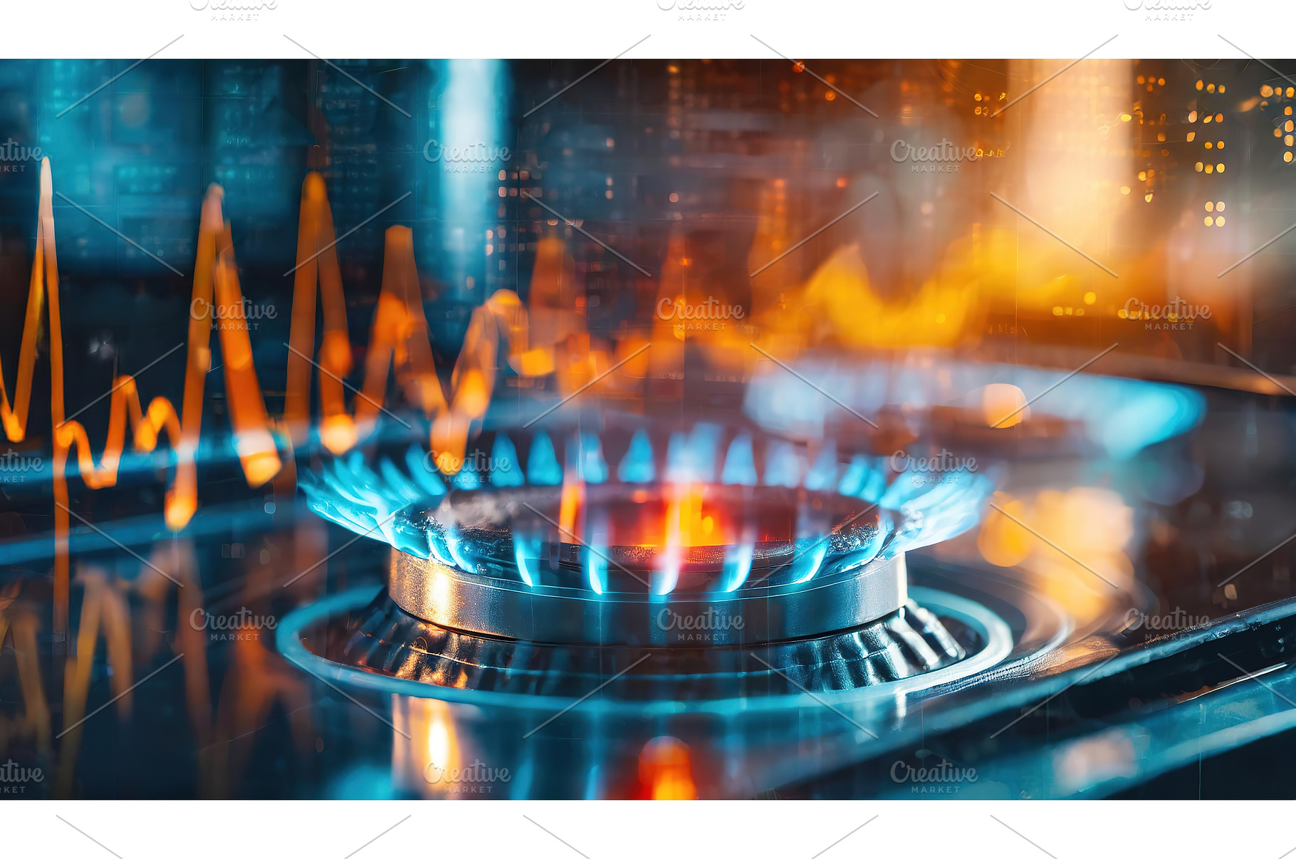 Flame on a gas stove with abstract, an Architecture Photo by Igor Tichonow