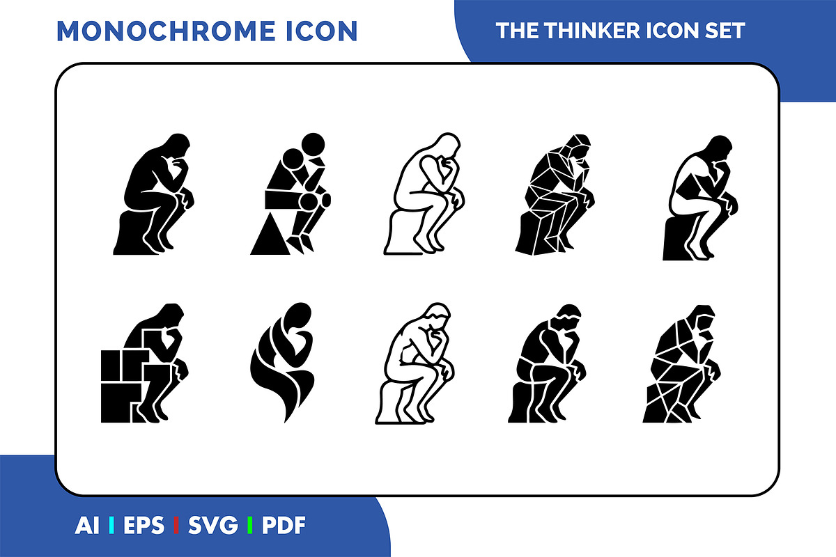 The Thinker Statue Icon Pack, a Solid Icon by Fontmine Studio (Photo 1 of 3)