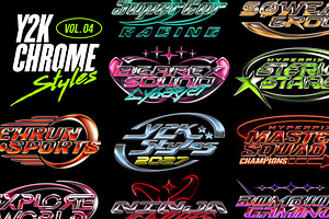Y2K Chrome Text Effects Vol.4, a Layer Style Add-On by Hyperpix Productions