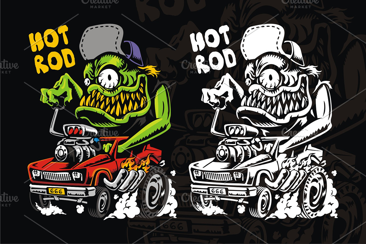 HOTROD HAT MONSTER VECTOR, a Person Illustration by arace (Photo 1 of 2)