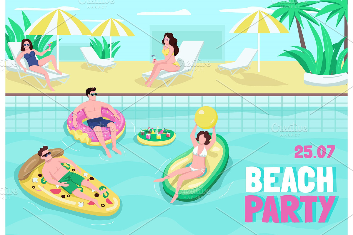 Beach party poster template, a Poster Template by IMG visuals characters