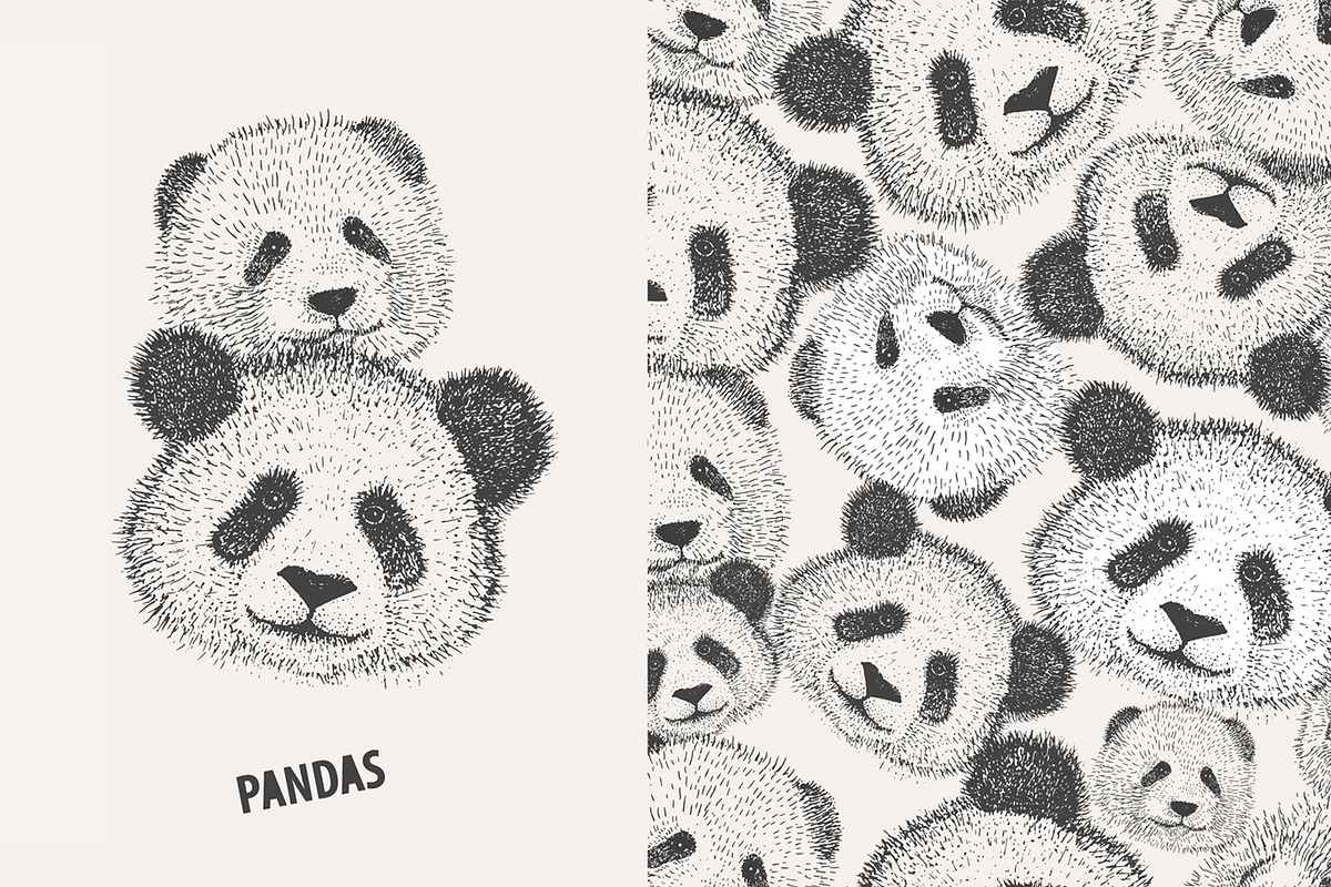 seamless pattern with pandas, a Pattern Graphic by Danya