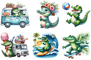 Summer Crocodile Character Clipart, an Illustration by Pixels.Craft (Thumbnail 2 of 9)