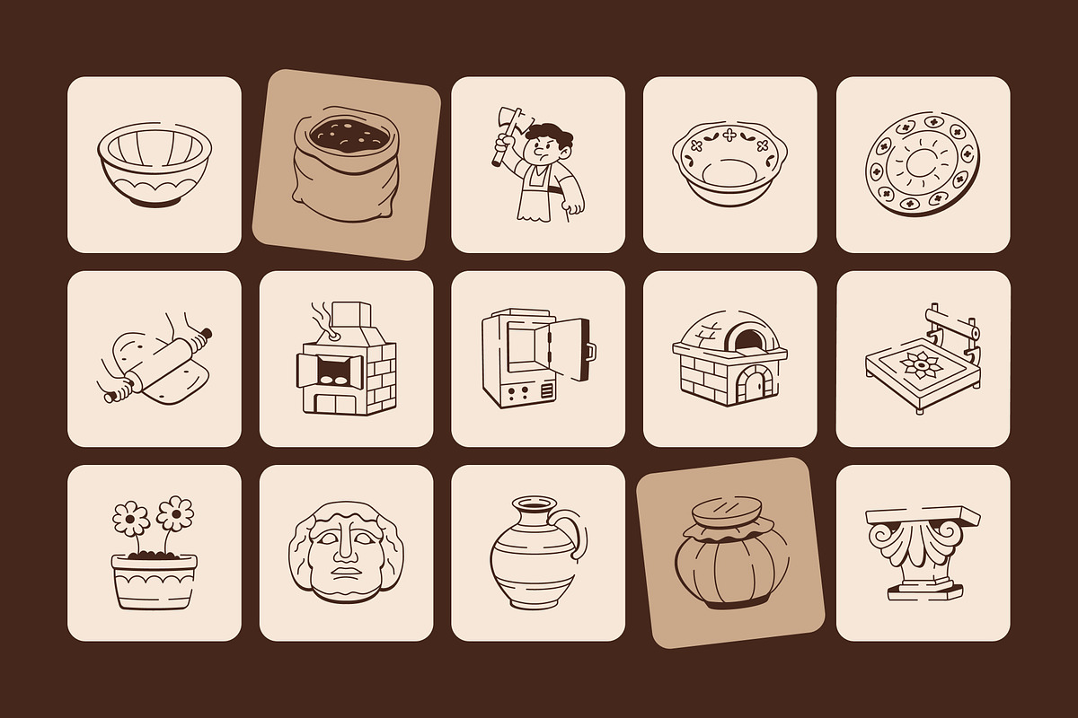 Pottery Doodles Art Set, an Outline Icon by Vectors Market (Photo 5 of 8)