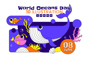 10 World Ocean Day Illustration, an Animal Illustration by denayunebgt