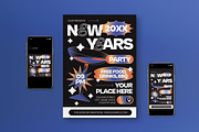 Black New Years Party Flyer Set, a Flyer Template by graphicook (Thumbnail 1 of 6)