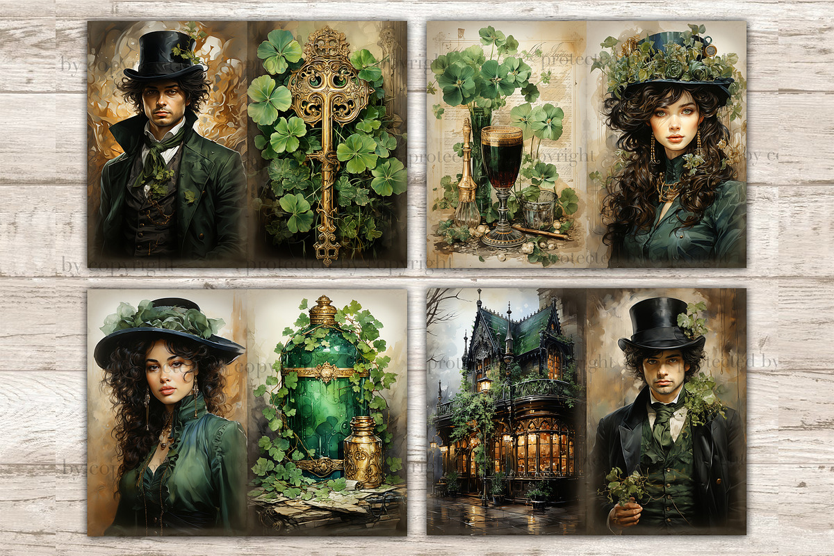 St. Patrick's Day Junk Journal Paper, a Seasonal Illustration by GlamArtZhanna (Photo 4 of 10)