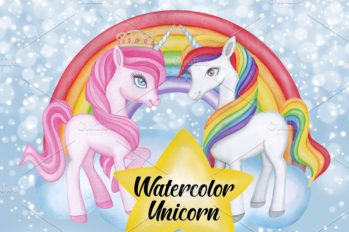 Watercolor Unicorn, an Illustration by Whimseez (Photo 1 of 4)