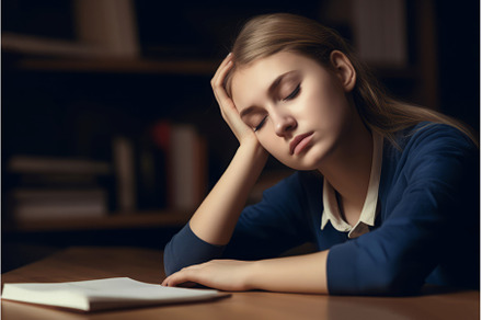 Bored student learning. Generate Ai, a School & Education Photo by Ylivdesign