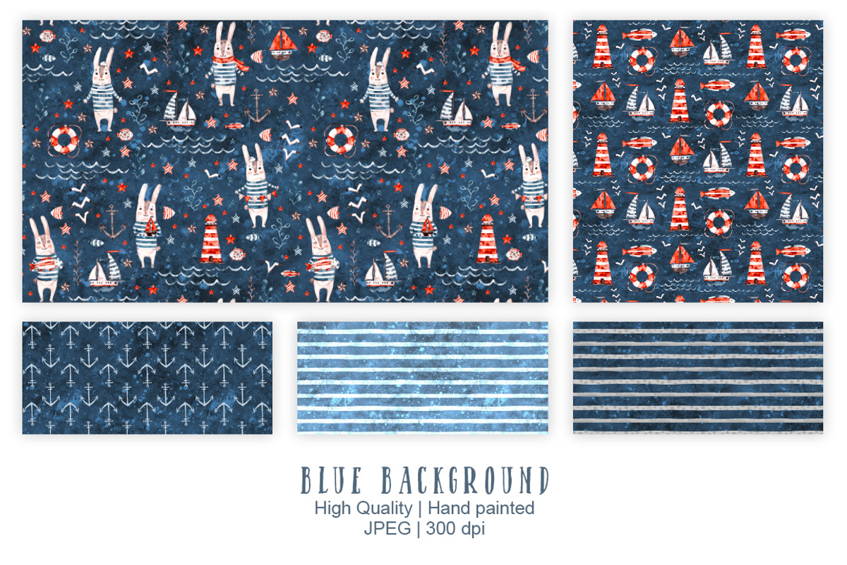 Nautical cute sea seamless patterns, a Pattern Graphic by UlitkaStudio (Photo 6 of 17)