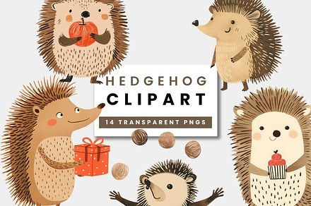 Part Hedgehogs with Gifts PNG, an Animal Illustration by ClipCraft