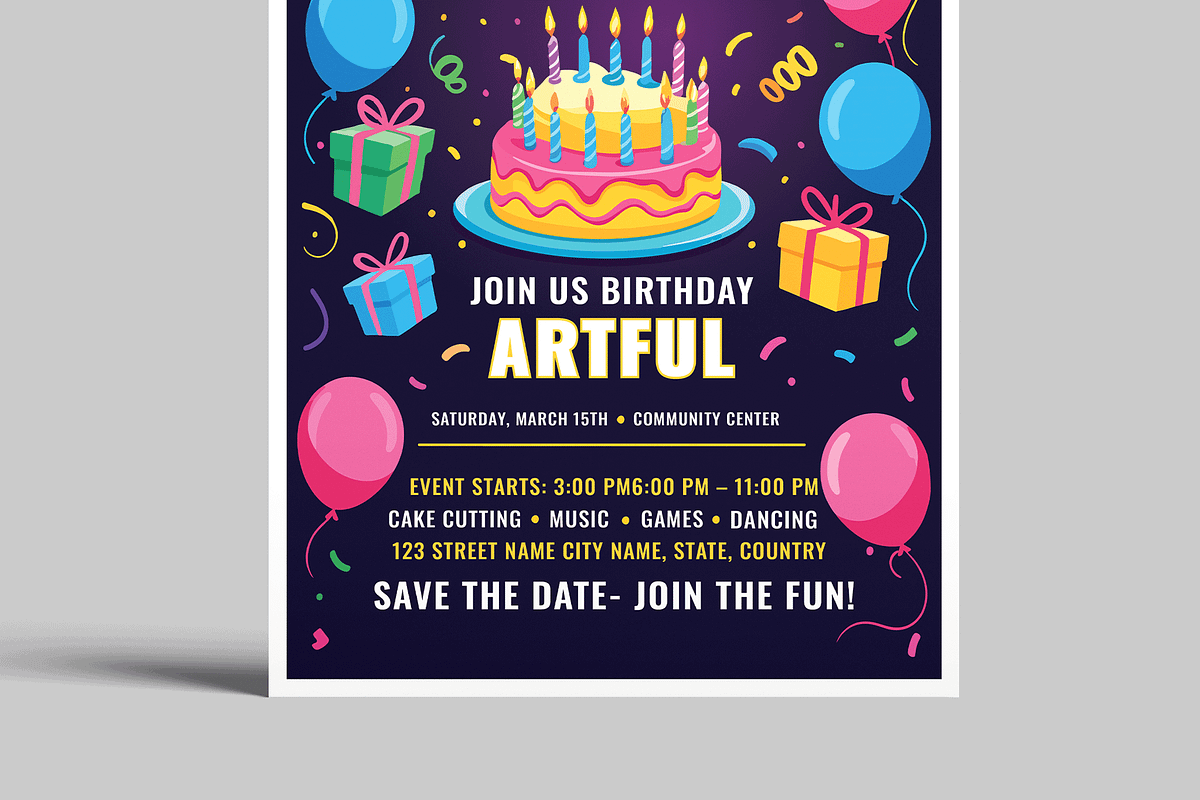 Birthday Celebration Flyer Design, a Flyer Template by MightyDesign (Photo 5 of 8)