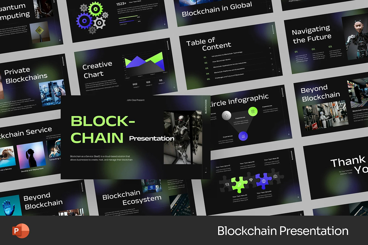 Blockchain Powerpoint Templates, a Presentation Template by Fit-tee (Photo 1 of 2)