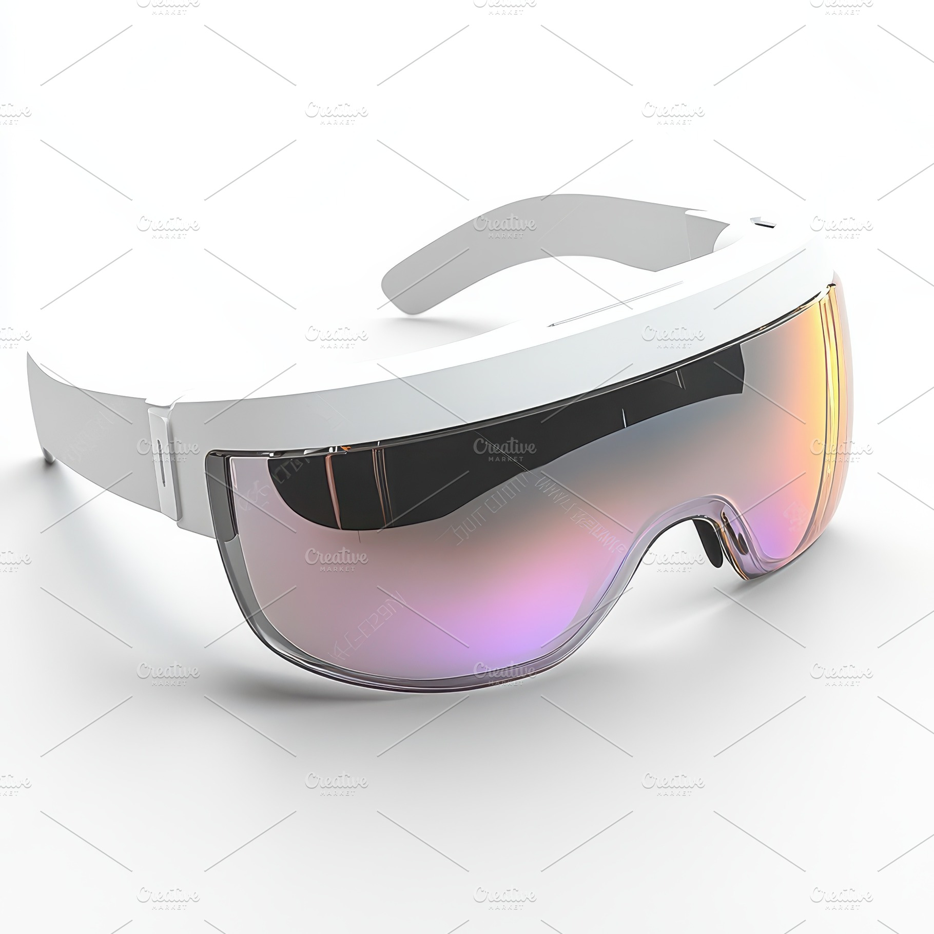 Futuristic White Sunglasses with Gra, an Abstract Photo by Pixeness Studio