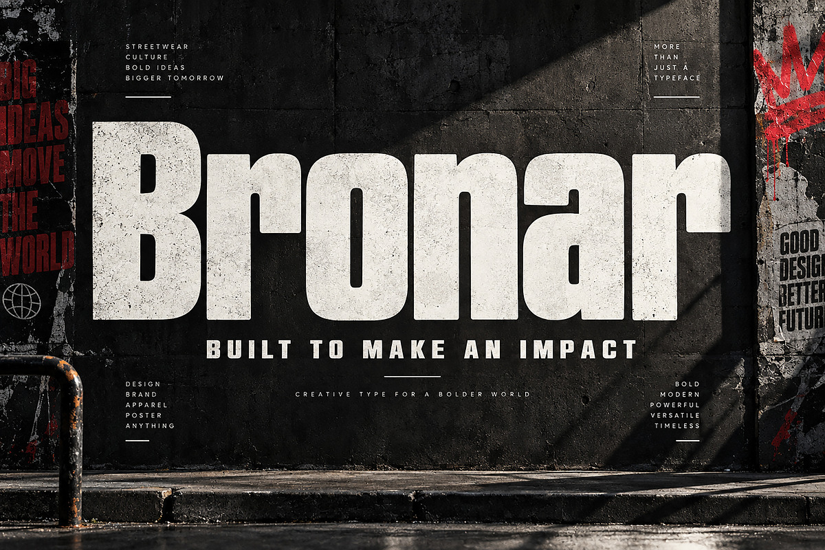 Bronar — Bold Condensed Display Font, a Script Font by Wow Magic (Photo 3 of 5)