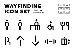 Wayfinding - Direction Icon Set, a Solid Icon by Fabian_Design