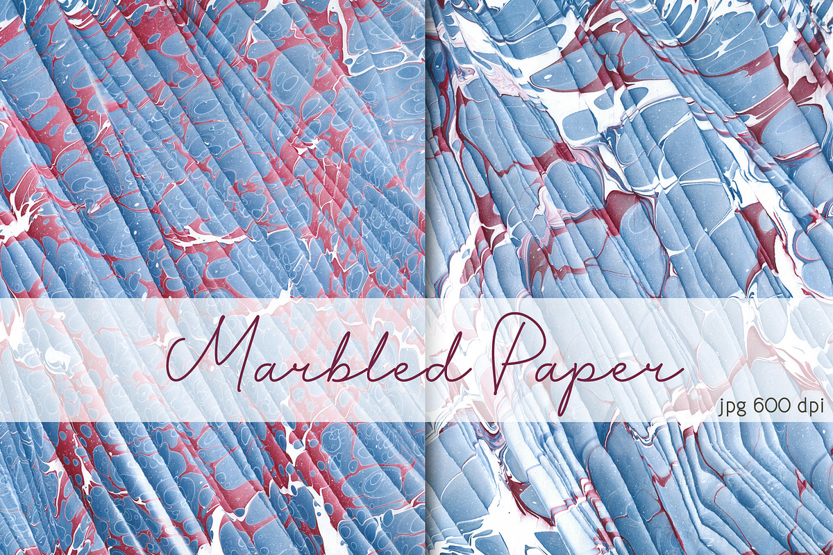2 Hand Marbled Papers Waves, a Texture Graphic by Marblingdom (Photo 1 of 3)