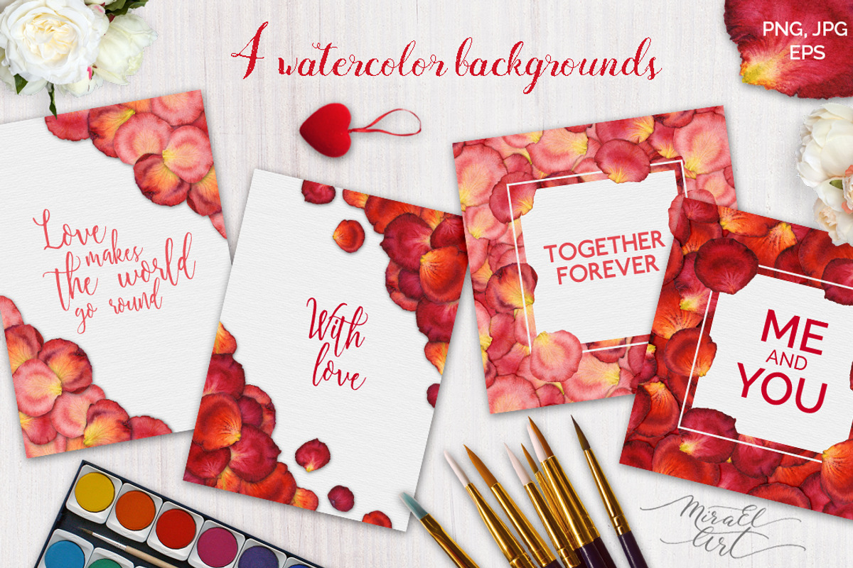 Floral watercolor rose petals, an Illustration by MiraEl Art (Photo 4 of 8)