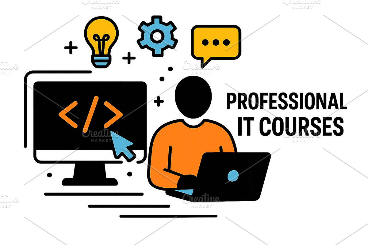 Professional IT courses featuring a, a Technology Illustration by ZinetroN