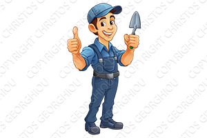 Bricklayer Mascot Tool Mason, an Illustration by Christos Georghiou