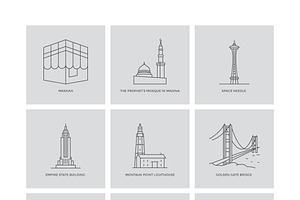 99 World Landmarks Illustration