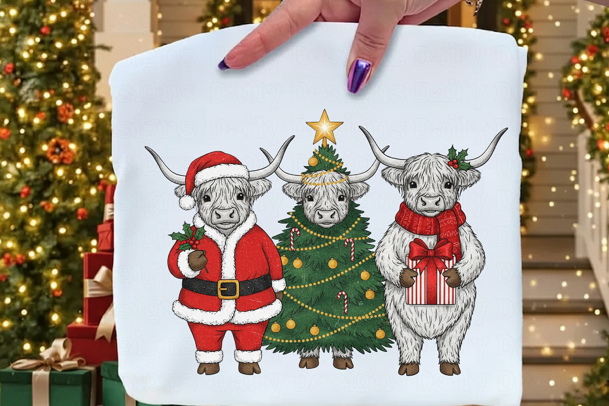 Christmas Highland Cow PNG, an Illustration by Daily.Designs (Photo 4 of 5)