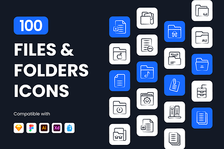 Files and Folders Icons, an Icon by Brickclay