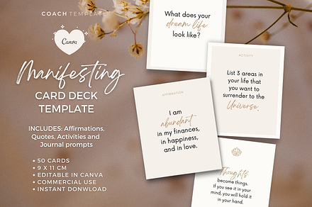 Manifesting Card Deck Canva Template, a Card Template by COACHTEMPLATE