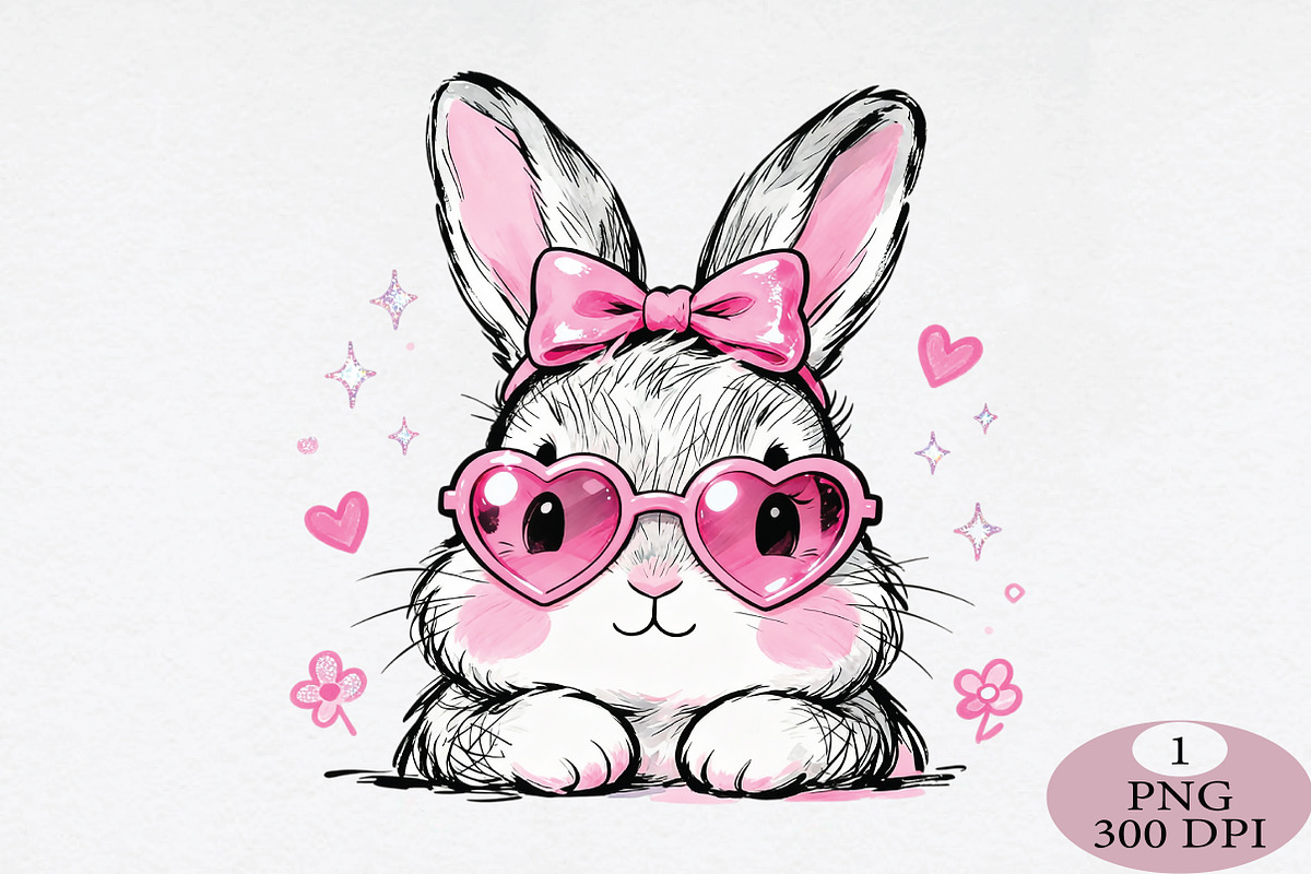 Coquette Preppy Easter Bunny PNG, an Illustration by Daily.Designs (Photo 1 of 5)