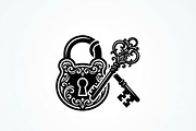 60 Ornate Key and Lock Silhouette, a Technology Illustration by Amazin_art (Thumbnail 8 of 21)