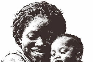 Mother embracing her baby in a tender and joyful moment, an Illustration by AS photostudio