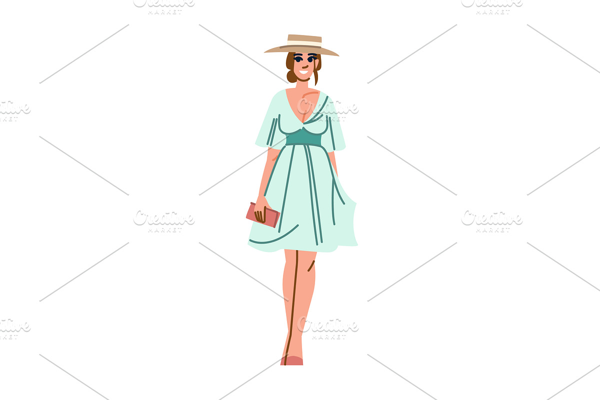 Elegant woman walking in stylish, an Object Illustration by pikepicture